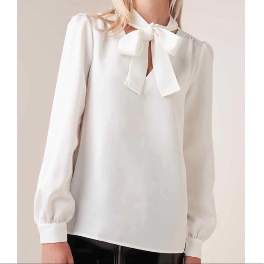 Maje Women's Louise Bow Collar blouse with puffy sleeves - super cute!